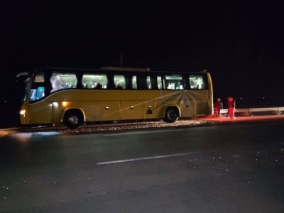 مصدومیت ۶ مسافر در آتش‌سوزی اتوبوس مشهد- قم