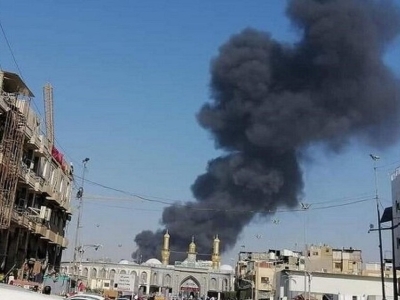 وقوع آتش سوزی در نزدیکی آستان مقدس حسینی در کربلاء