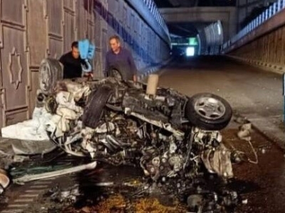 سقوط مرگبار خودرو سواری از پل صدر تهران +فیلم