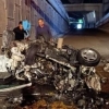 سقوط مرگبار خودرو سواری از پل صدر تهران +فیلم