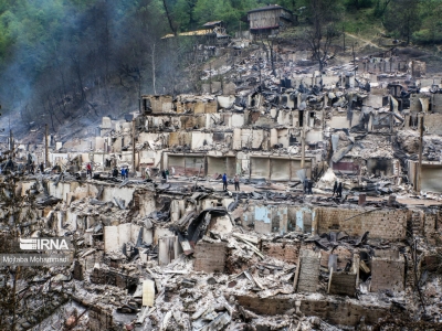 ویرانی گسترده آتش‌سوزی در روستای گردشگری امام‌زاده ابراهیم