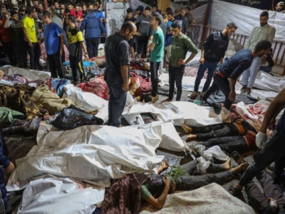 بمباران یک بیمارستان در غزه/ بیش از ۸۰۰ فلسطینی شهید شدند