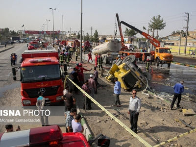 جزئیات حادثه واژگونی تریلی حمل سوخت در مشهد/افزایش تعداد جانباختگان