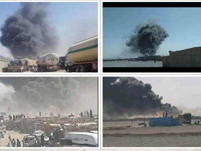 آتش سوزی مخازن سوخت در مرز ایران و افغانستان + فیلم
