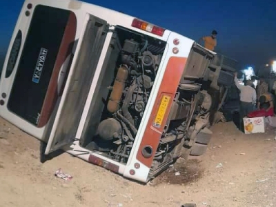۳۱ مصدوم در تصادف اتوبوس زائران عراقی در سمنان