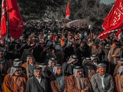هزاران معترض به نتیجه انتخابات عراق مقابل منطقه سبز بغداد تجمع کردند