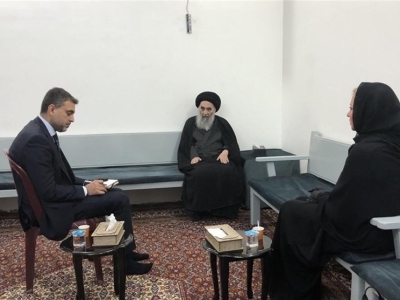 نماینده دبیرکل سازمان ملل با آیت الله سیستانی دیدار کرد