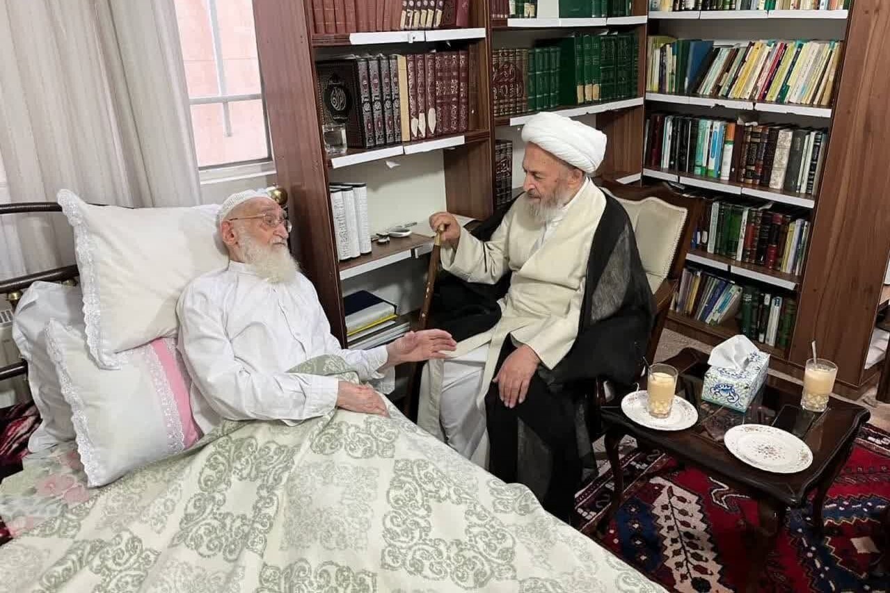 عیادت آیت الله سبحانی از آیت الله نوری همدانی