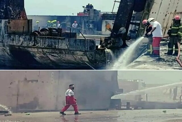 تعداد جانباختگان حادثه آتش‌سوزی اسکله دیر به ۴ نفر رسید