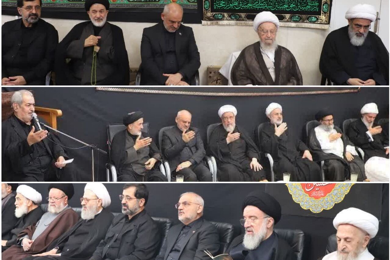 حضور رئیس دفتر پزشکیان در مراسم تاسوعای بیوت مراجع تقلید قم