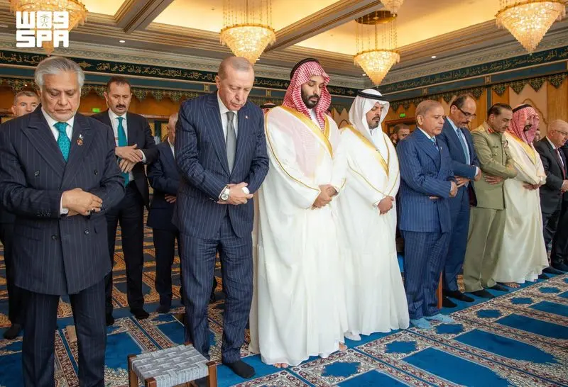 نماز بن‌سلمان، اردوغان و شریف پس از امضای توافق دفاعی 