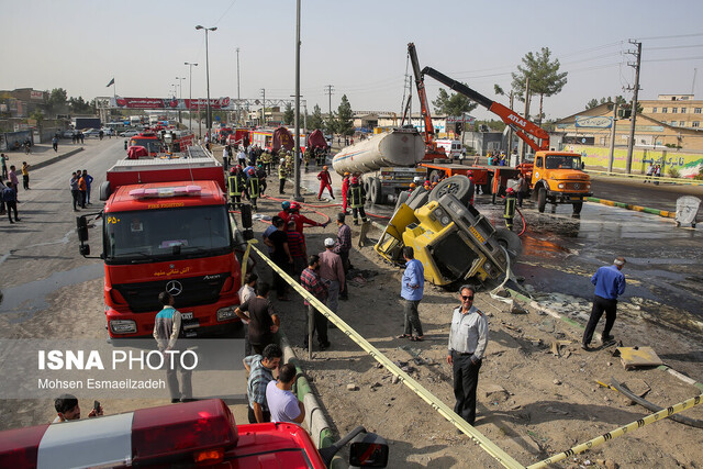 جزئیات حادثه واژگونی تریلی حمل سوخت در مشهد/افزایش تعداد جانباختگان